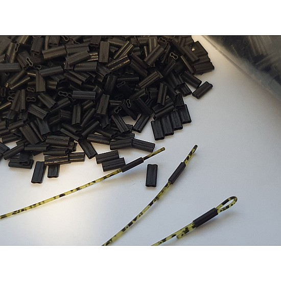 0.6mm x 5mm Double Barrel Copper Crimps - Matt Black 0.6mm x 5mm Double Barrel Copper Crimps - Matt Black